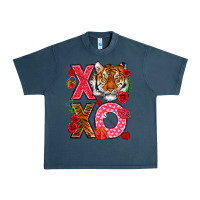 Midnight Navy xoxo with tiger Urban Heavy Tee - NancyCooperArtShop