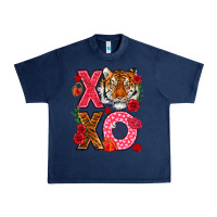 Navy xoxo with tiger Urban Heavy Tee - NancyCooperArtShop