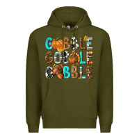 Army Green Gobble Gobble Gobble with Turkey Premium Hoodie - texasbilliewilder