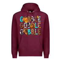 Burgundy Gobble Gobble Gobble with Turkey Premium Hoodie - texasbilliewilder