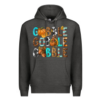 Charcoal Heather Gobble Gobble Gobble with Turkey Premium Hoodie - texasbilliewilder