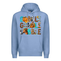 Colony Blue Gobble Gobble Gobble with Turkey Premium Hoodie - texasbilliewilder