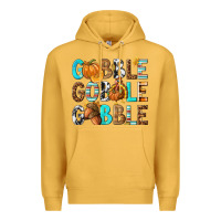Mustard Gobble Gobble Gobble with Turkey Premium Hoodie - texasbilliewilder