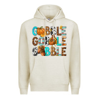 Oatmeal Heather Gobble Gobble Gobble with Turkey Premium Hoodie - texasbilliewilder