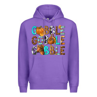 Purple Gobble Gobble Gobble with Turkey Premium Hoodie - texasbilliewilder