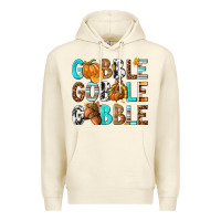 Sandshell Gobble Gobble Gobble with Turkey Premium Hoodie - texasbilliewilder