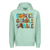 Seafoam Gobble Gobble Gobble with Turkey Premium Hoodie - texasbilliewilder