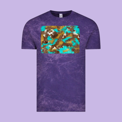 Western Turquoise Leopard And Cowhide Background Vintage Tee Designed By Artiststas