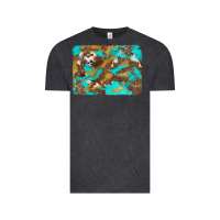 Vintage Black western turquoise leopard and cowhide background Vintage Tee - Artiststas
