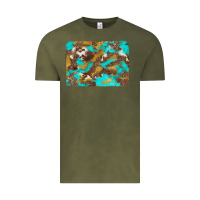 Vintage Olive western turquoise leopard and cowhide background Vintage Tee - Artiststas