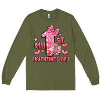 Army Green my first valentines day Long Sleeve Tee - MaliasSmallBusiness