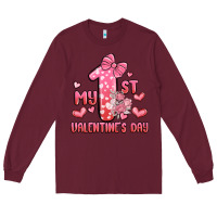Burgundy my first valentines day Long Sleeve Tee - MaliasSmallBusiness