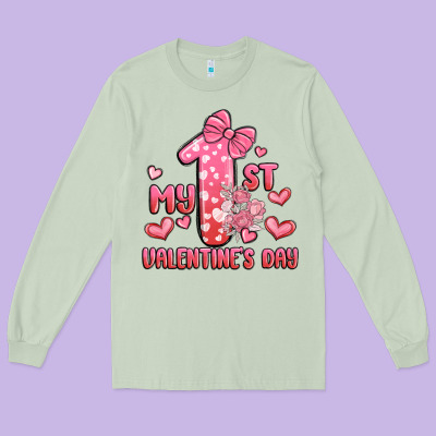 My First Valentines Day Long Sleeve Tee Designed By Maliassmallbusiness