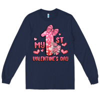 Navy my first valentines day Long Sleeve Tee - MaliasSmallBusiness
