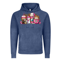 Vintage Denim pink Christmas winter snowman coffee Vintage Hoodie - Jasminsmagicworld