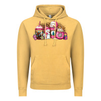 Vintage Mustard pink Christmas winter snowman coffee Vintage Hoodie - Jasminsmagicworld