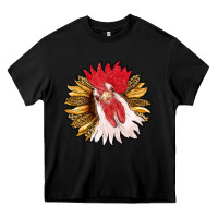 Black sunflower with rooster Heavy Core Tee - RanaPortraitStore