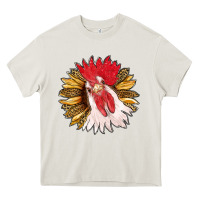Cream sunflower with rooster Heavy Core Tee - RanaPortraitStore