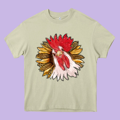 Sunflower With Rooster Heavy Core Tee Designed By Ranaportraitstore