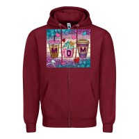 Burgundy Western Mom Coffee Cups Tumbler Zipper Hoodie - BundleAndBundleShop
