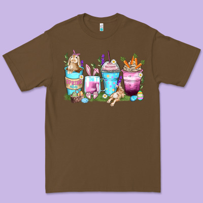 Rabbit Coffee Cups Premium Tee Designed By Zillion Design Studio