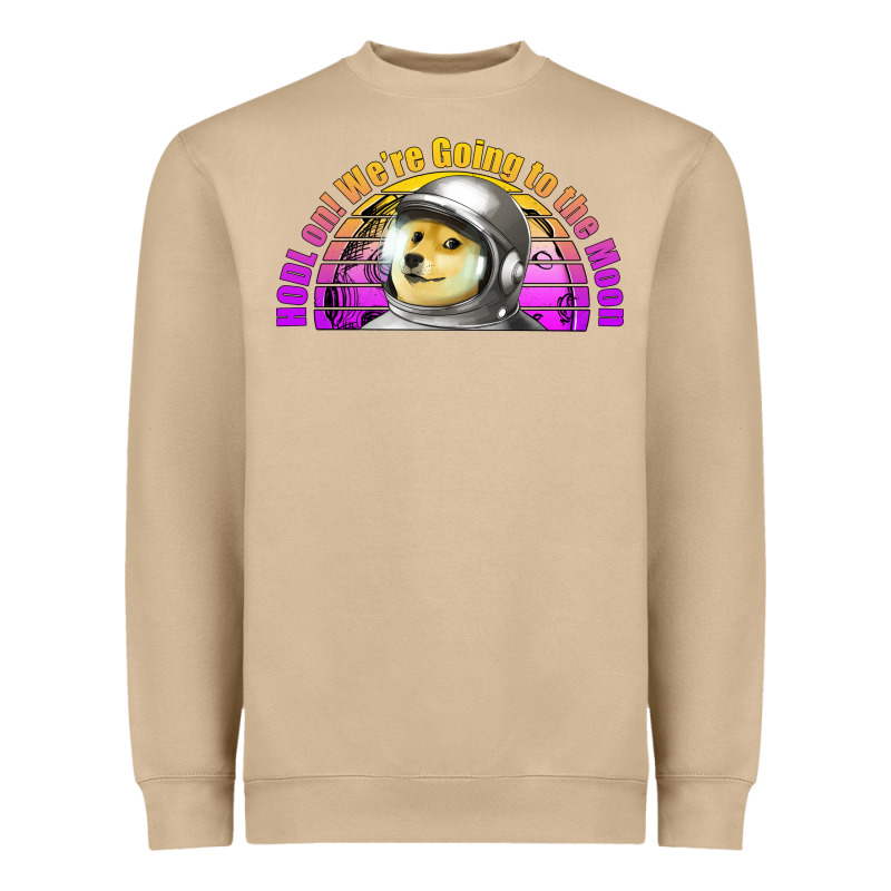 Doge Coin Hodl On We're Going To The Moon Retro Sunset Heavyweight Sweatshirt by Jasminsmagicworld | Teevron
