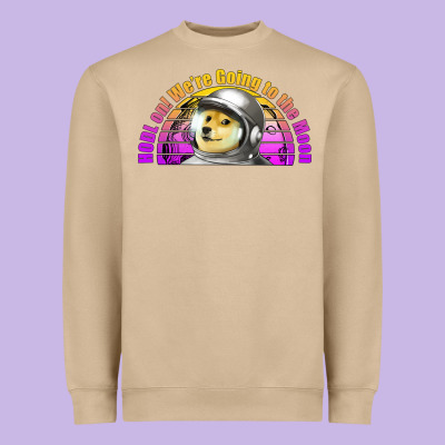 Doge Coin Hodl On We're Going To The Moon Retro Sunset Heavyweight Sweatshirt Designed By Jasminsmagicworld