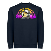 Navy doge coin hodl on we're going to the moon retro sunset Heavyweight Sweatshirt - Jasminsmagicworld