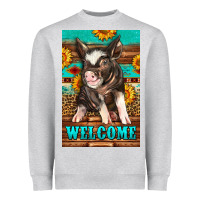 Heather Grey western pig garden Heavyweight Sweatshirt - LillyAllenDesigns