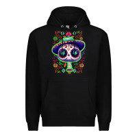 Black Mexican Day of dead sugar skull Premium Hoodie - NancyCooperArtShop