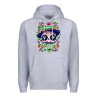 Heather Grey Mexican Day of dead sugar skull Premium Hoodie - NancyCooperArtShop