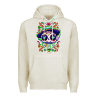 Oatmeal Heather Mexican Day of dead sugar skull Premium Hoodie - NancyCooperArtShop