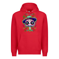 Red Mexican Day of dead sugar skull Premium Hoodie - NancyCooperArtShop