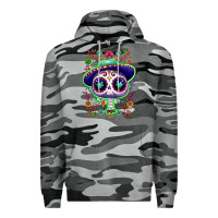 Slate Camo Mexican Day of dead sugar skull Premium Hoodie - NancyCooperArtShop