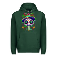 Sports Green Mexican Day of dead sugar skull Premium Hoodie - NancyCooperArtShop