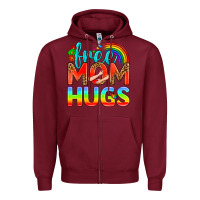 Burgundy Pride LGBTQ Free Mom Hugs Zipper Hoodie - BundleAndBundleShop