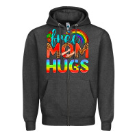 Charcoal Heather Pride LGBTQ Free Mom Hugs Zipper Hoodie - BundleAndBundleShop