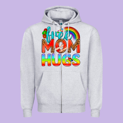 Pride Lgbtq Free Mom Hugs Zipper Hoodie Designed By Bundleandbundleshop