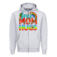 Heather Grey Pride LGBTQ Free Mom Hugs Zipper Hoodie - BundleAndBundleShop