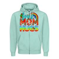 Seafoam Pride LGBTQ Free Mom Hugs Zipper Hoodie - BundleAndBundleShop