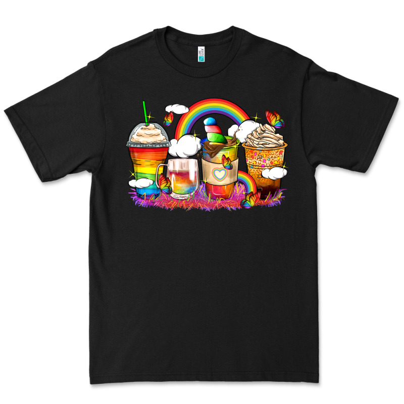 Rainbow Coffee Cups Premium Tee by Zillion Design Studio | Teevron