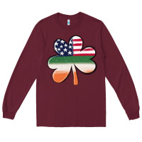 Burgundy st patricks day shamrock american flag Long Sleeve Tee - MaliasSmallBusiness