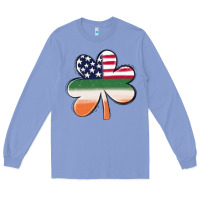 Colony Blue st patricks day shamrock american flag Long Sleeve Tee - MaliasSmallBusiness