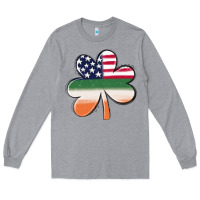 Heather Grey st patricks day shamrock american flag Long Sleeve Tee - MaliasSmallBusiness