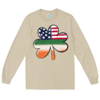 Mushroom st patricks day shamrock american flag Long Sleeve Tee - MaliasSmallBusiness