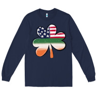 Navy st patricks day shamrock american flag Long Sleeve Tee - MaliasSmallBusiness