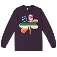 Plum st patricks day shamrock american flag Long Sleeve Tee - MaliasSmallBusiness