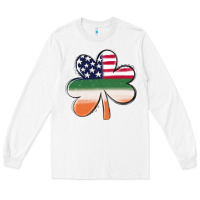 White st patricks day shamrock american flag Long Sleeve Tee - MaliasSmallBusiness