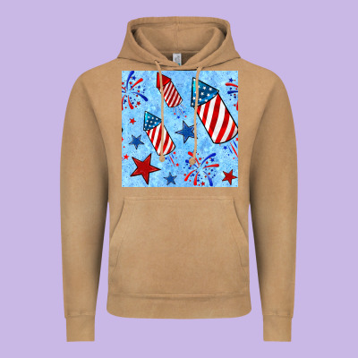 4th Of July Firecracker And Star Seamless  Pattern Vintage Hoodie Designed By Bundleandbundleshop