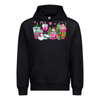 Black pink christmas snowman coffee cups Urban Hoodie - OliviaCreatesArt